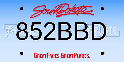 852BBD South Dakota License Plate