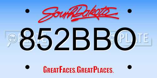 852BBO South Dakota License Plate