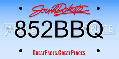 852BBQ South Dakota License Plate