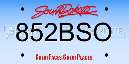 852BSO South Dakota License Plate