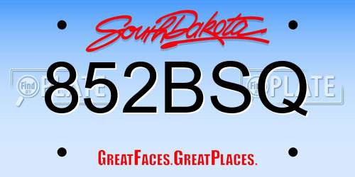852BSQ South Dakota License Plate