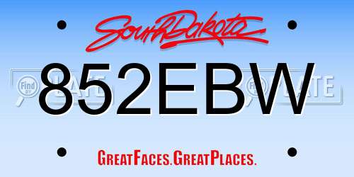 852EBW South Dakota License Plate