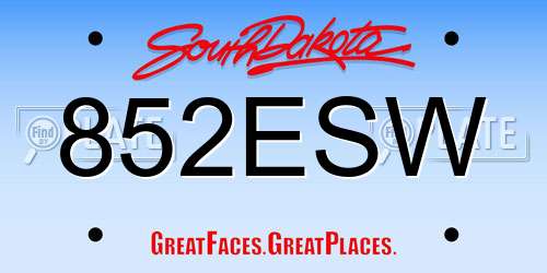 852ESW South Dakota License Plate