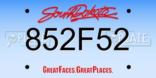 852F52 South Dakota License Plate