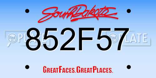 852F57 South Dakota License Plate