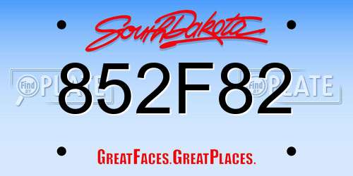 852F82 South Dakota License Plate