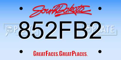 852FB2 South Dakota License Plate