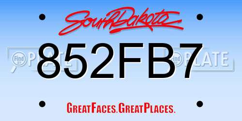 852FB7 South Dakota License Plate