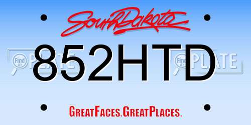 852HTD South Dakota License Plate