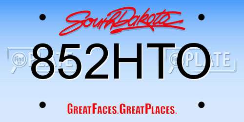 852HTO South Dakota License Plate