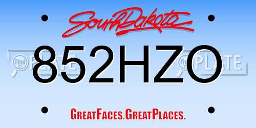 852HZO South Dakota License Plate