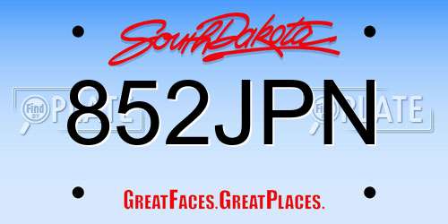852JPN South Dakota License Plate