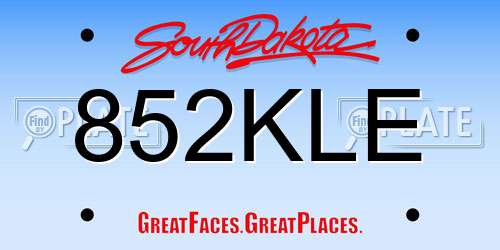 852KLE South Dakota License Plate