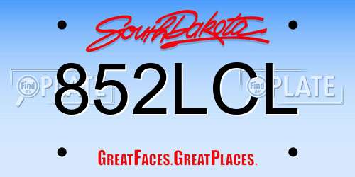 852LCL South Dakota License Plate