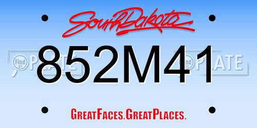 852M41 South Dakota License Plate