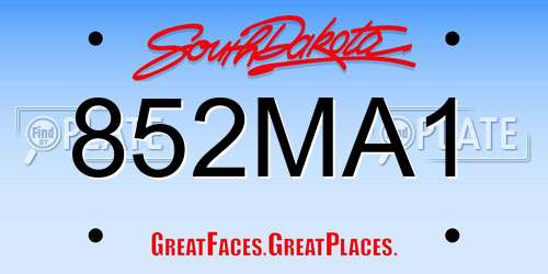 852MA1 South Dakota License Plate