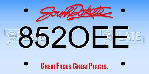 852OEE South Dakota License Plate