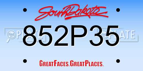 852P35 South Dakota License Plate