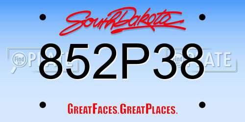 852P38 South Dakota License Plate