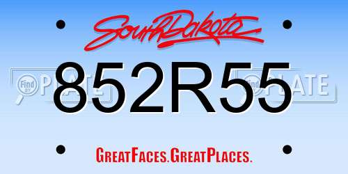 852R55 South Dakota License Plate