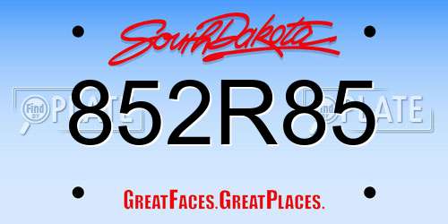 852R85 South Dakota License Plate