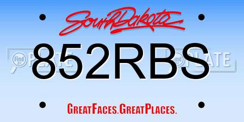 852RBS South Dakota License Plate