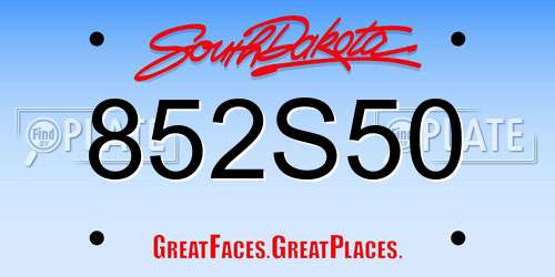 852S50 South Dakota License Plate