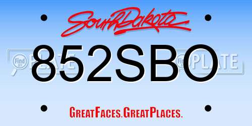 852SBO South Dakota License Plate