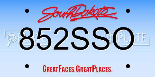 852SSO South Dakota License Plate