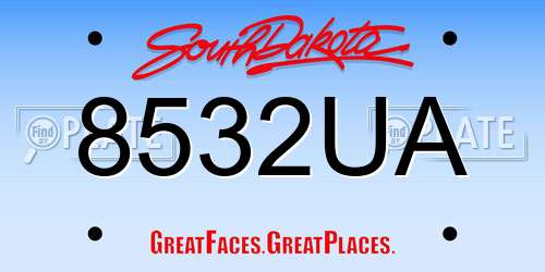 8532UA South Dakota License Plate
