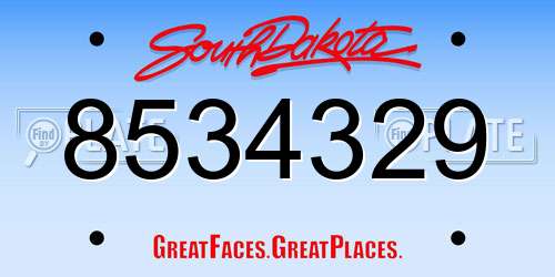 8534329 South Dakota License Plate