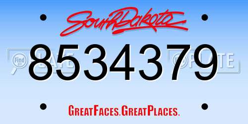 8534379 South Dakota License Plate