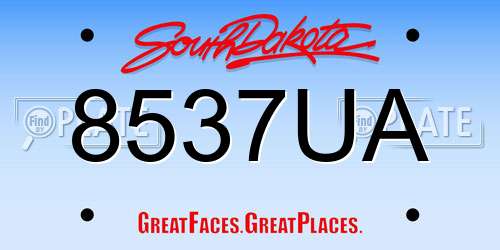 8537UA South Dakota License Plate