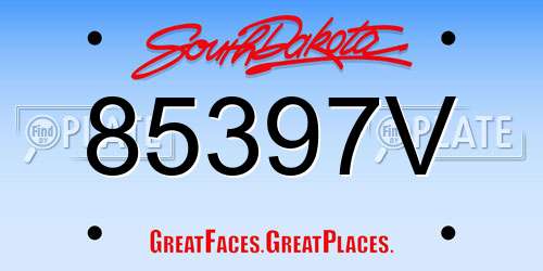 85397V South Dakota License Plate