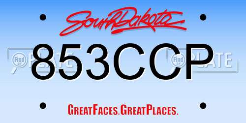 853CCP South Dakota License Plate