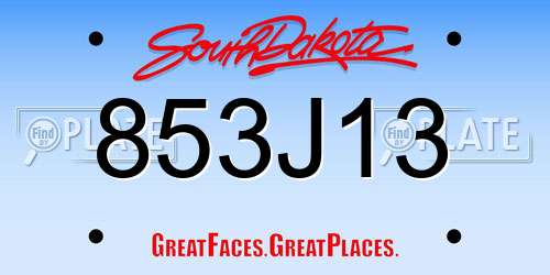 853J13 South Dakota License Plate