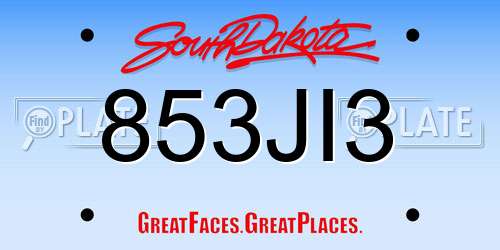 853JI3 South Dakota License Plate