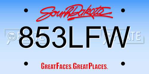 853LFW South Dakota License Plate
