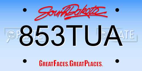 853TUA South Dakota License Plate