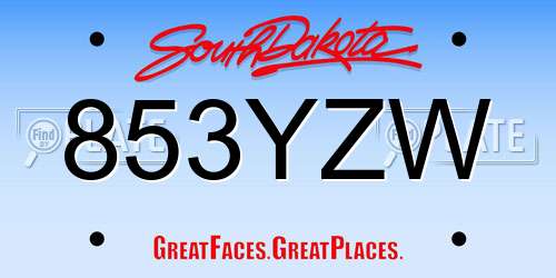 853YZW South Dakota License Plate