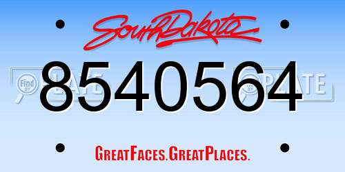 8540564 South Dakota License Plate