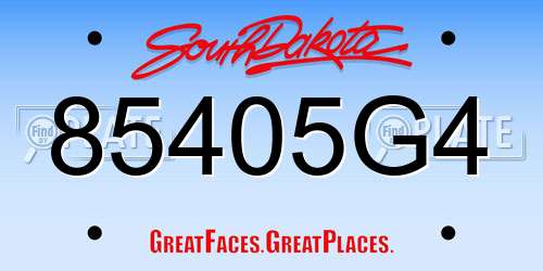 85405G4 South Dakota License Plate