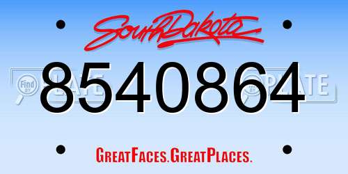 8540864 South Dakota License Plate