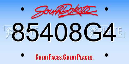 85408G4 South Dakota License Plate