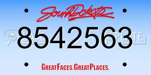 8542563 South Dakota License Plate