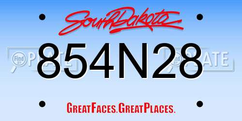 854N28 South Dakota License Plate