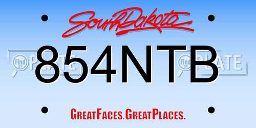 854NTB South Dakota License Plate