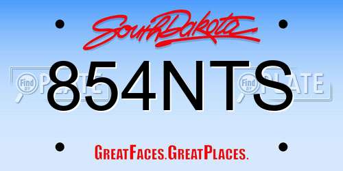 854NTS South Dakota License Plate