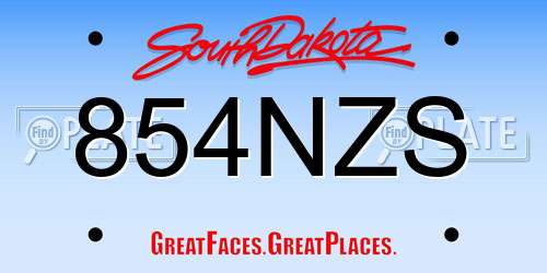 854NZS South Dakota License Plate