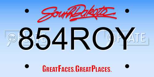 854ROY South Dakota License Plate